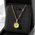 Gold Tone Small Round Evil Eye Pendant Necklaces in Seven Colors view 4