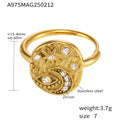 Open Band Moon Star Eye Ring With Zircon Stone Accents view 8