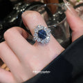 Silver Blue Zircon Flower Open Ring Teardrop Halo 2 Styles view 3