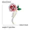 Enamel Rose Stem Brooch Decorative Metal Pin For Jackets And Lapels view 4