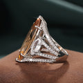 Champagne Marquise Solitaire Pear-Side Statement Ring In Silver Tone view 3
