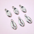 Silver Tone Ridged Shell Charms With Black Recessed Detail view 3