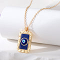 Gold and Silver Tone Blue Enamel Evil Eye Pendant Necklaces view 6