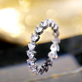 Silver Tone Heart Crystal Eternity Band Ring Sizes 6-10 view 2