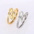 Engraved Hugging Hands Adjustable Ring In Gold And Silver Tones view 3