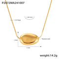 Large Polished Oval Bean Pendant Snake Chain Necklace Gold Tone view 7