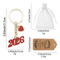 Red Enamel 2026 Heart Love Gold Split Ring Keychain view 2