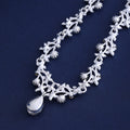 Black Silver Tone Crystal Floral Garland Crystal Metal Necklace and Earring Set view 4