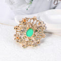 Green Gold Tone Flower Pearl Look Resin Metal Brooch Pin view 5