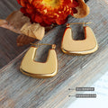Hollow U Shape Gold Tone Hoop Earrings Latch Back Pair view 2
