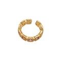 Gold Tone Open Multicolor Cushion Stone Halo Band Ring view 5