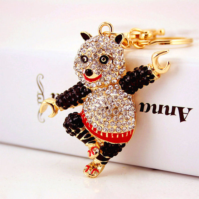 Cute Rhinestone Panda Keychain Animal Car Key Ring Bag Pendant