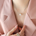 Single Faux Pearl Bead Fine Chain Collarbone Necklace view 6