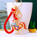Mixed Jeweled Rooster and Hen Keychains in Ten Pictured Loop Configurations view 1