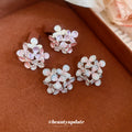 Pink and Lilac Floral Cluster Stud Earrings in Two Designs view 4
