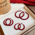 Red and Blue Flocked Hoop Earrings Fashion Jewelry view 4