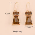 Dual Stone Geometric Crystal Dangle Earrings 5 Color Styles view 3
