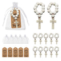 Wooden Cross Decade Rosary Beads Natural Crucifix Loop view 1