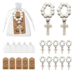 Wooden Cross Decade Rosary Beads Natural Crucifix Loop