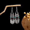 Forty-Three Bohemian Bead Feather and Tassel Hook Earrings view 1