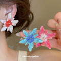 Layered Petal Flower Stud Earrings in Four Bright Colors view 1