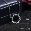 Silver Tone Crystal Open Circle Wreath Pendant Necklace view 5