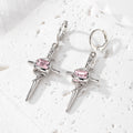 Gold and Silver Tone Crystal Dagger Huggie Drop Earrings view 9