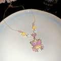 Enamel Butterfly Flower Necklace and Earring Four Styles view 8