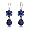 Gold Tone Champagne Floral Halo Openwork Crystal Five Designs Metal Dangle Earrings view 7