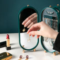 Green Oval Rotating Jewelry Display Organizer Freestanding Storage Display view 2
