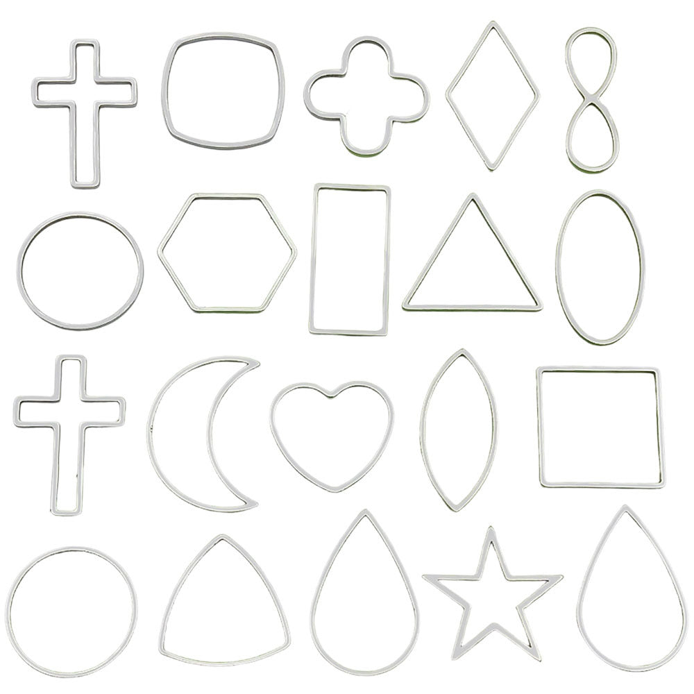 Steel Color Stainless Steel Five Point Star Heart Round Hollow Frame Charm Pendant for DIY Jewelry