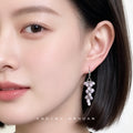 Silver Tone Pale Purple Pearl Cluster Long Hook Earrings view 2
