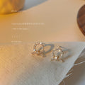 Gold Tone Clear Stone Open Circle Knot Stud Earrings For Women view 3