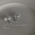 Silver Tone Clear Pavé Open Bow Stud Earrings Drop Stone view 4