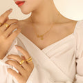 Smile Script Pendant Necklace Shell Face Gold Steel Tone view 7