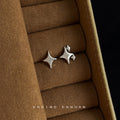 Silver Asymmetric Star Stud Earrings Smooth Metal Pair view 4