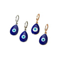 Blue Teardrop Enamel Evil Eye Huggie Hoop Earrings view 4