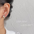 Gold Edged White Pearlescent Butterfly Wing Stud Earrings For Women view 3