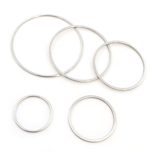 Finish comparison of stainless steel hoop earring findings in twenty size options