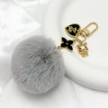 Fluffy Pom Pom Keychain With Heart Bear Charm And Flower Pendant view 12