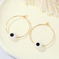 Gold Thin Hoop Evil Eye Acrylic Bead Earrings Nine Colors view 6