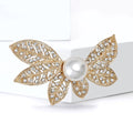 Leaf Brooch with Pearl-look Center In 3 Color Variants view 3
