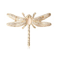 Silver Gold Openwork Dragonfly Brooch Cat Eye Stone Pin view 1