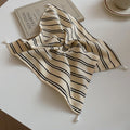 Black Or Ivory Striped Square Scarf Hair Claw And Ponytail Tie Options view 8