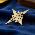 Eight Point Crystal Star Brooch in Silver and Gold Tones view 3