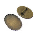 Oval Bronze Tone Brooch Bezel Blank With Scalloped Edge view 4