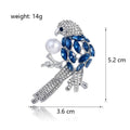 Parrot Crystal Pearl Look Metal Brooch Pin for Jackets and Lapels view 2