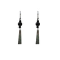 Black Bead and Iridescent Rectangle Two-Way Earrings view 5