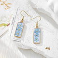 Slim Rectangular Pressed Flower Drop Earrings in Twelve Designs view 4