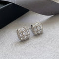 Silver Square Crystal Look Cluster Statement Stud Earrings view 4